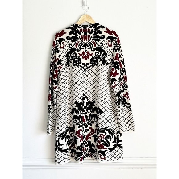 Chico’s Cardigan Jacket Sz 3 XL Black Ivory Stretch Polyester Contrast Scroll - Picture 14 of 15